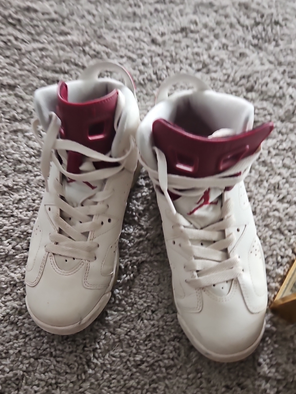 Jordan Kids White and Maroon Sneakers